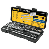 Juego de 22 herramientas mm mixtas entrada 1/4" pretul